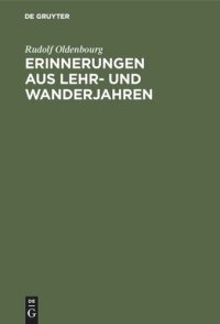 cover of the book Erinnerungen aus Lehr- und Wanderjahren