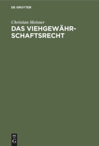 cover of the book Das Viehgewährschaftsrecht