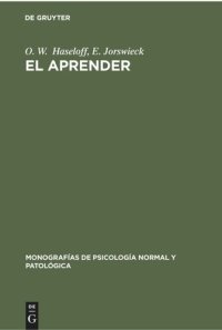 cover of the book El aprender: Psicología de aprendizaje