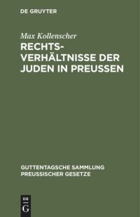 cover of the book Rechtsverhältnisse der Juden in Preußen