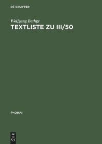 cover of the book Textliste zu III/50: Festschrift für Eberhard Zwirner. Teil I