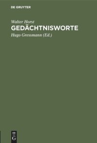 cover of the book Gedächtnisworte