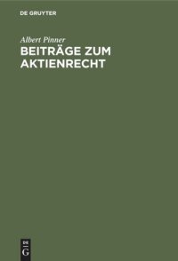 cover of the book Beiträge zum Aktienrecht