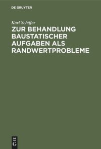 cover of the book Zur Behandlung baustatischer Aufgaben als Randwertprobleme