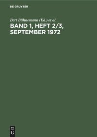 cover of the book Band 1, Heft 2/3, September 1972