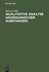 cover of the book Qualitative Analyse unorganischer Substanzen