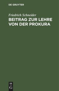 cover of the book Beitrag zur Lehre von der Prokura