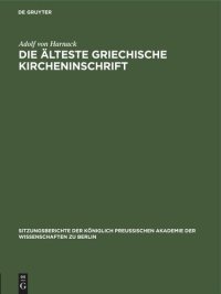 cover of the book Die älteste griechische Kircheninschrift