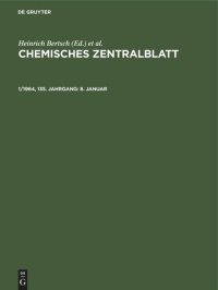 cover of the book Chemisches Zentralblatt: 1/1964, 135. Jahrgang 8. Januar