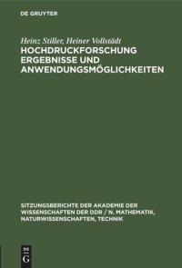 cover of the book Hochdruckforschung Ergebnisse und Anwendungsmöglichkeiten