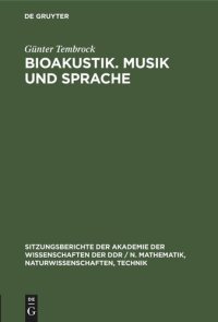 cover of the book Bioakustik. Musik und Sprache