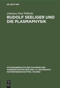 cover of the book Rudolf Seeliger und die Plasmaphysik