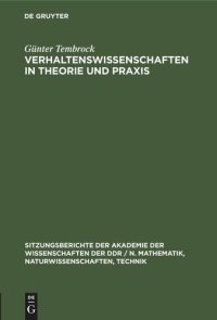 cover of the book Verhaltenswissenschaften in Theorie und Praxis: Tendenzen, Entwicklungen