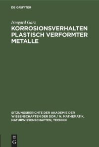 cover of the book Korrosionsverhalten plastisch verformter Metalle