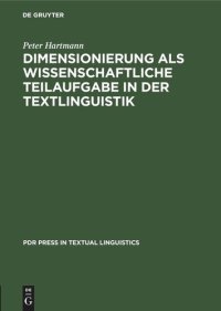 cover of the book Dimensionierung als wissenschaftliche Teilaufgabe in der Textlinguistik