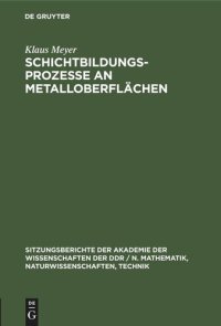 cover of the book Schichtbildungsprozesse an Metalloberflächen