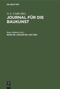 cover of the book Journal für die Baukunst: Band 69 Januar bis Juni 1892