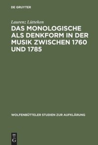 cover of the book Das Monologische als Denkform in der Musik zwischen 1760 und 1785