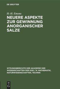 cover of the book Neuere Aspekte zur Gewinnung anorganischer Salze