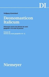 cover of the book Deonomasticon Italicum (DI): Volume III Derivati da nomi geografici (M-Q)