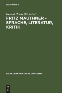 cover of the book Fritz Mauthner  - Sprache, Literatur, Kritik: Festakt und Symposion zu seinem 150. Geburtstag