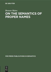 cover of the book On the Semantics of Proper Names