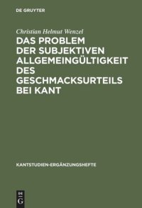 cover of the book Das Problem der subjektiven Allgemeingültigkeit des Geschmacksurteils bei Kant