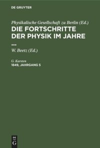 cover of the book Die Fortschritte der Physik im Jahre ...: 1849, Jahrgang 5