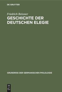 cover of the book Geschichte der deutschen Elegie