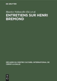 cover of the book Entretiens sur Henri Bremond