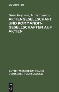 cover of the book Aktiengesellschaft und Kommanditgesellschaften auf Aktien