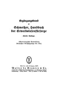 cover of the book Ergänzungsband zu Schmeisser Handbuch der Erwerbslosenfürsorge