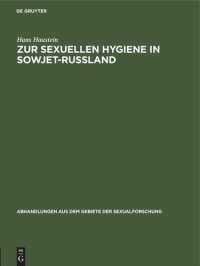 cover of the book Zur sexuellen Hygiene in Sowjet-Rußland