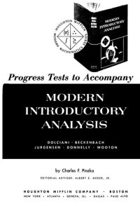 cover of the book Progress tests to accompany Modern introductory analysis (Houghton Mifflin modern mathematics series)