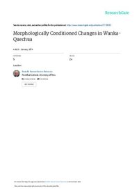 cover of the book Morphologically conditioned changes in Wanka-Quechua