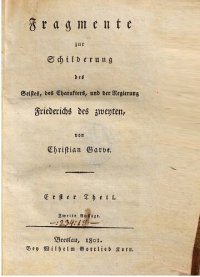 cover of the book Fragmente zur Schilderung des Geistes, des Charakters und der Regierung Friederichs des Zweyten [Friedrichs II.]