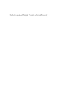 cover of the book Methodological and Analytic Frontiers in Lexical Research