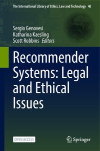 cover of the book Recommender Systems: Legal and Ethical Issues