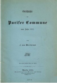 cover of the book Geschichte der Pariser Commune vom Jahre 1871