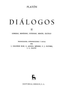 cover of the book Diálogos II: Gorgias, Menéxeno, Eutidemo, Menón, Crátilo