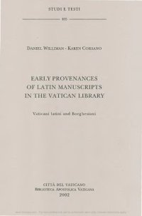 cover of the book Early provenances of latin manuscripts in the Vatican Library. Vaticani latini e borghesiani