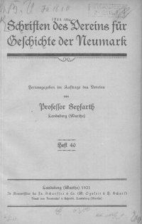 cover of the book Schriften des Vereins für Geschichte der Neumark