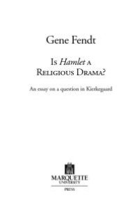 cover of the book Is Hamlet a Religious Drama? : An Essay on a Question in Kierkegaard