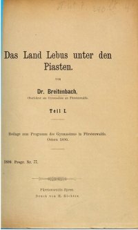 cover of the book Das Land Lebus unter den Piasten