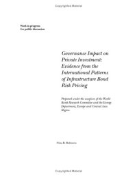 cover of the book Governance Impact on Private Investment: Evidence from the International Patterns of Infrastructure Bond Risk Pricing 