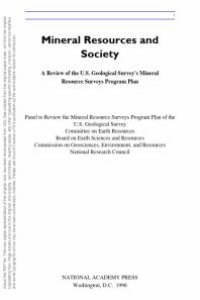 cover of the book Mineral Resources and Society : A Review of the U.S. Geological Survey's Mineral Resource Surveys Program Plan