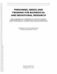 cover of the book Personnel Needs and Training for Biomedical and Behavioral Research : 1981 Report