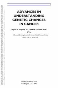 cover of the book Advances in Understanding Genetic Changes in Cancer : Impact on Diagnosis and Treatment Decisions in The 1990s