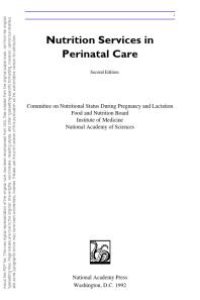 cover of the book Nutrition Services in Perinatal Care : Second Edition