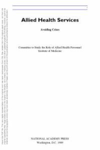 cover of the book Allied Health Services : Avoiding Crises